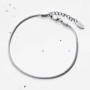 OBJKTS Pyramid Snake Chain Bracelet (2mm) Silver Color- (17-19 cm)